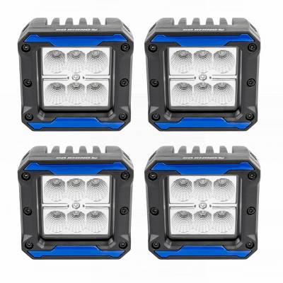 Go Rhino - Faros Cuadrados de 3" GR  Bright Series c/Inserto de plastico 2 pares Flood