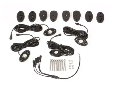 Rugged Ridge - Rock Light Kit (4 luces con switch y arnes) Rugged Ridge para Wrangler JK 07-18 / Wrangler JL / Gladiator 18-25 (2 y 4 puertas)