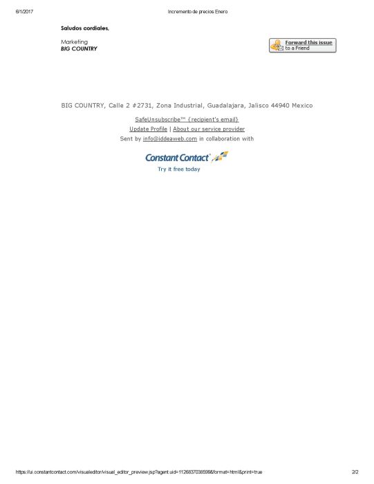 Incremento de precio Enero 17 2