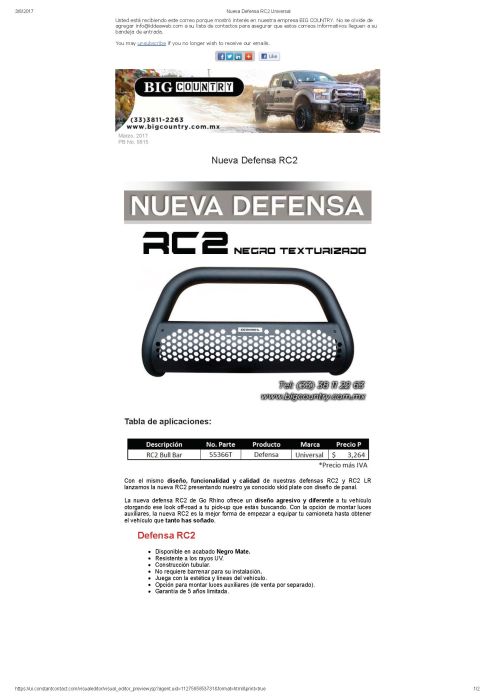 Nueva Defensa RC2 Universal