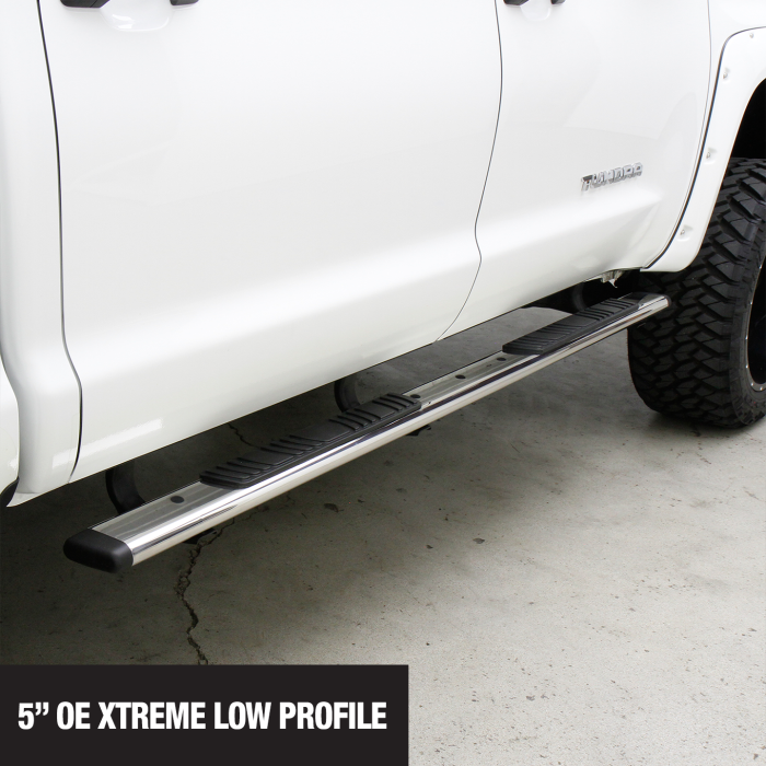 Go Rhino - Estribos 5" OE Xtreme Low Profile - 80" Acero Inoxidable + Brackets Ford F-150/Lobo 15 - 23