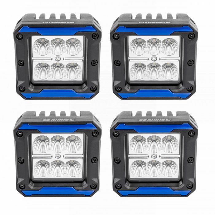 Go Rhino - Faros Cuadrados de 3" GR  Bright Series c/Inserto de plastico 2 pares Spot