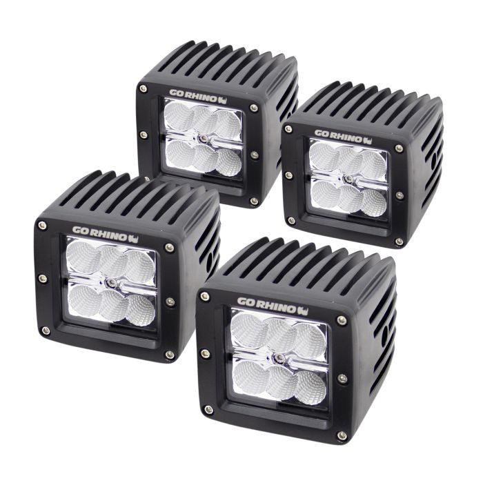 Go Rhino - Faros Cuadrados de 3" GR Bright Series 2 Pares con arnes