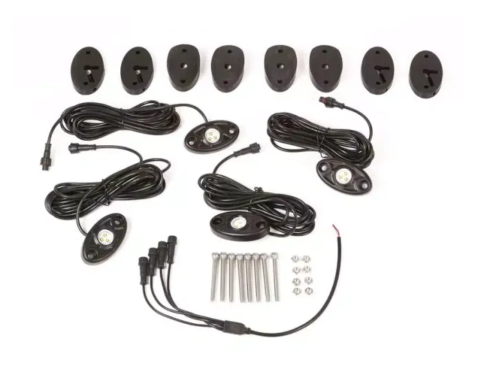 Rugged Ridge - Rock Light Kit (4 luces con switch y arnes) Rugged Ridge para Wrangler JK 07-18 / Wrangler JL / Gladiator 18-25 (2 y 4 puertas)