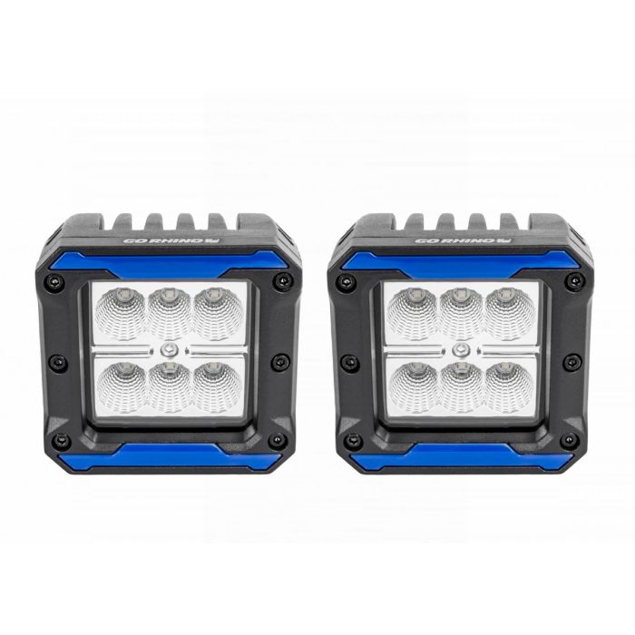 Realtruck - Par de Faros Cuadrados de 3" RT  Bright Series c / Inserto de plastico y Luz Ambar