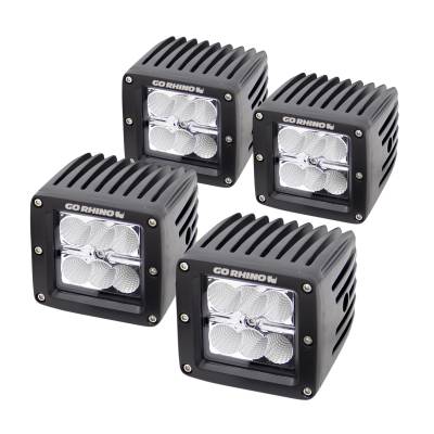 Go Rhino - Faros Cuadrados de 3" GR Bright Series 2 Pares con arnes - Image 1